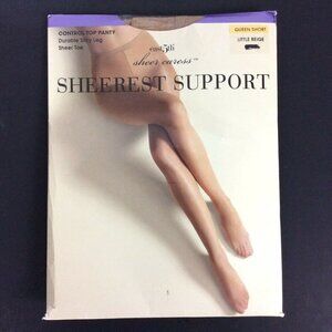 JCPenney East 5th Sheer Pantyhose Queen Short Gray Control Top Sandalfoot